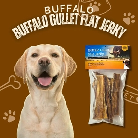 All Natural Water Buffalo Gullet Flat Jerky for Dogs