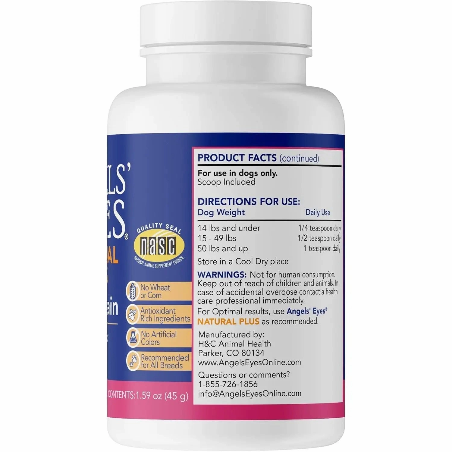 Angels' Eyes Natural Plus Beef Flavored Powder Tear Stain Supplement for Dogs & Cats
