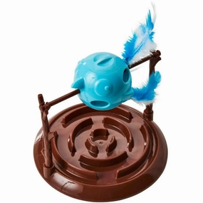 Doc & Phoebe Twirly Bird Cat Treat Dispenser Brown/Blue 5.25 in