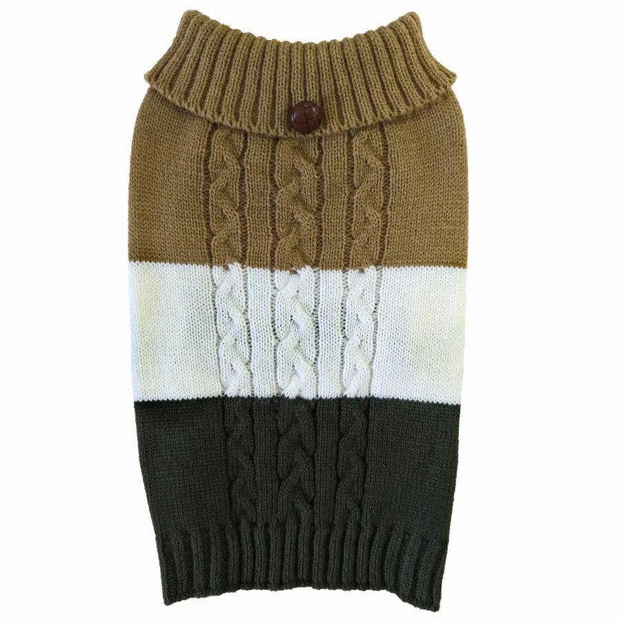 Fashion Pet Color Block Cable Dog Sweater