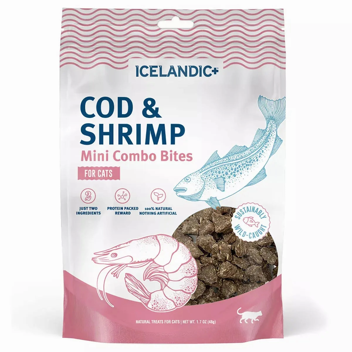 Icelandic  Cod & Shrimp Mini Combo Bites Treats For Cats 1.7 oz
