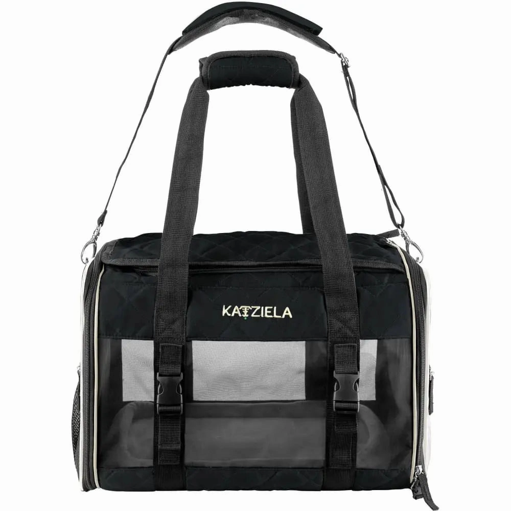 Katziela Deluxe Quilted Airline Approved Pet Dog & Cat Carrier for Airplane Travel
