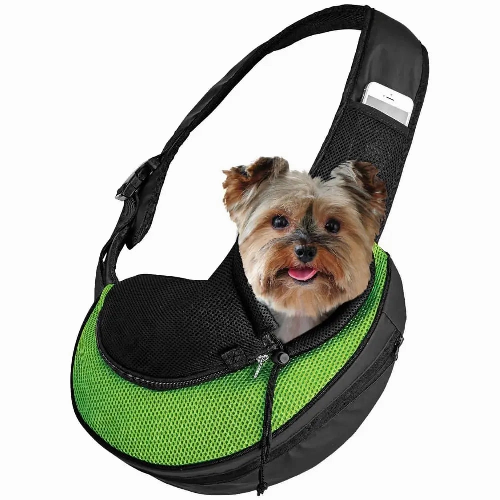 Pet Carrier Expandable Sling Bag Small Dog, Puppy and Cat Carrier Front Shoulder Backpack w/Harness