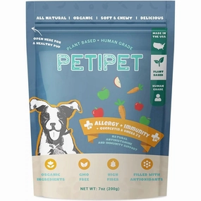 PETIPET Allergy   Immunity with Quercetin & Omega 3 Apple & Carrot Flavored Soft Chew Allergy Supplement for Dogs 7oz