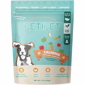 PETIPET Calming Bites with Melatonin   Chamomile Apple & Carrot Flavored Soft Chew Calming Supplement for Dogs 7oz