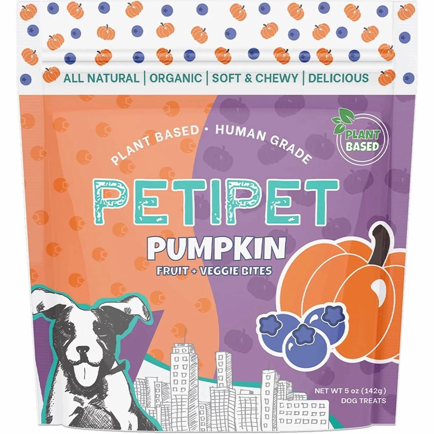 PETIPET Pumpkin Fruit   Veggie Bites Gluten-Free Adult Soft & Chewy Dog Treats 5oz
