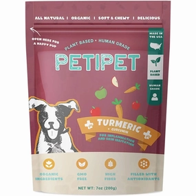 PETIPET Turmeric Bites   Curcumin Apple & Carrot Flavored Soft Chew Anti-Inflammatory Supplement for Dogs 7oz