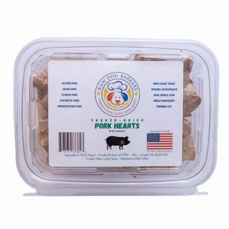 Raw Dog Barkery Pork Hearts Freeze-Dried Dog Treats