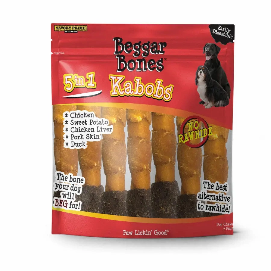 Savory Prime Beggar Bone 5 in 1 Kabobs Dog Treats