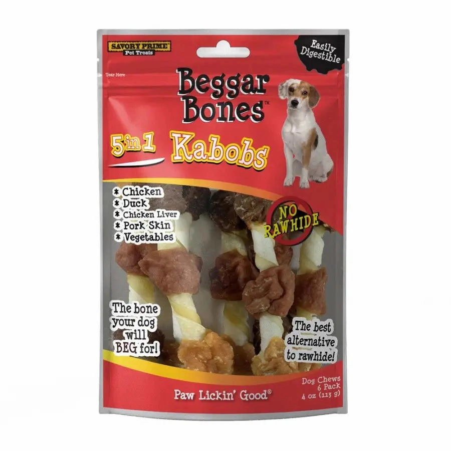 Savory Prime Beggar Bone 5 in 1 Kabobs Dog Treats