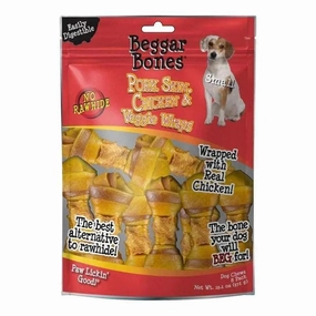 Savory Prime Beggar Bones Pork Skin, Chicken & Veggie Wraps Dog Treats