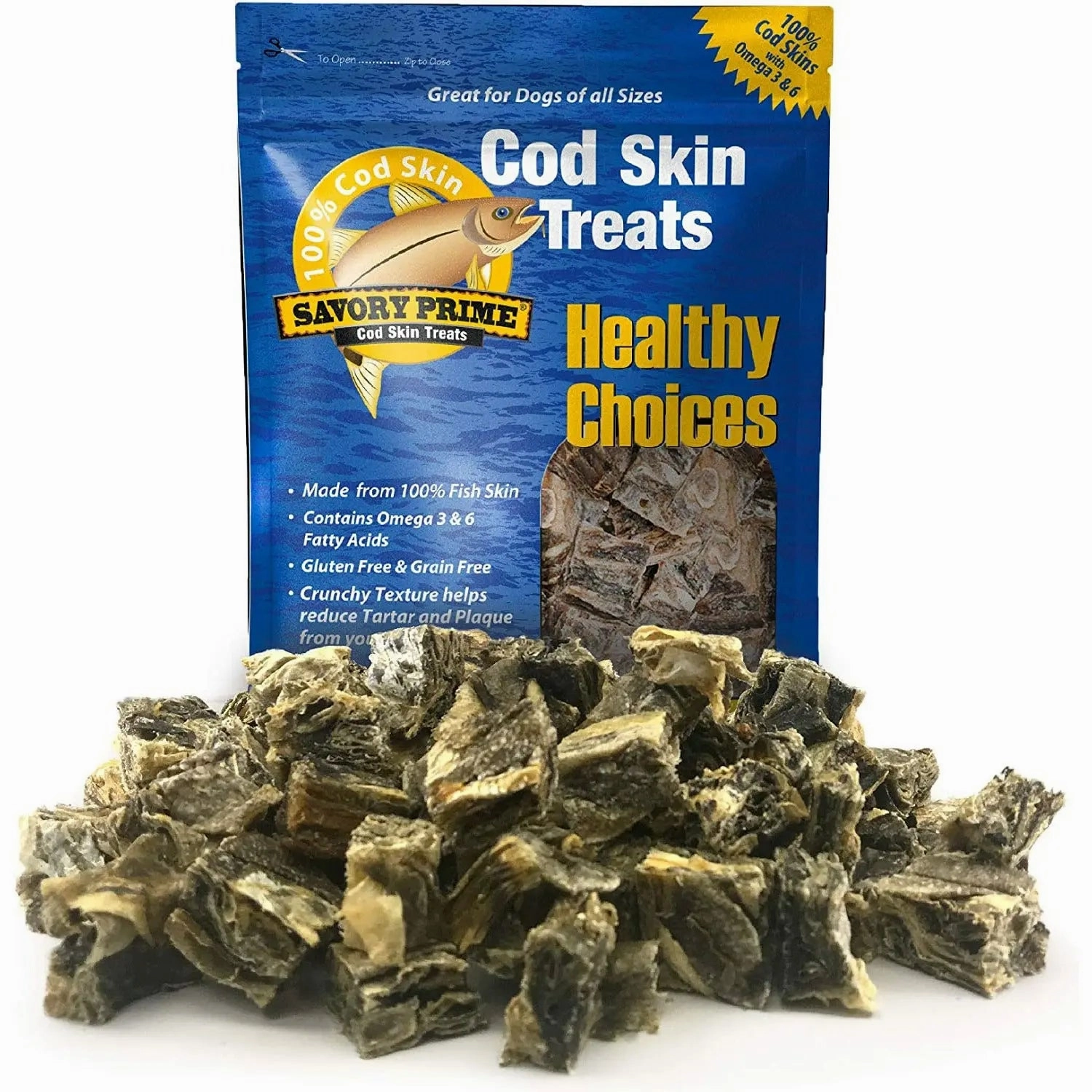 Savory Prime Cod Skin Crunchy Bites Dog Treats