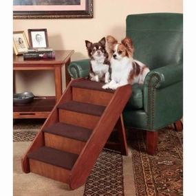 Solvit Products CozyUp Folding Wood Pet Steps, 4 Steps Walnut Large