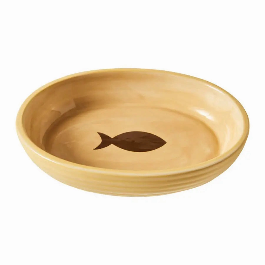 Spot Elegance Ribbed Stoneware Cat Bowl 6 in