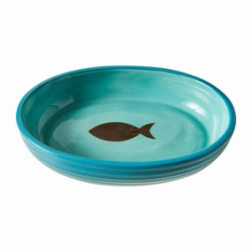 Spot Elegance Ribbed Stoneware Cat Bowl 6 in