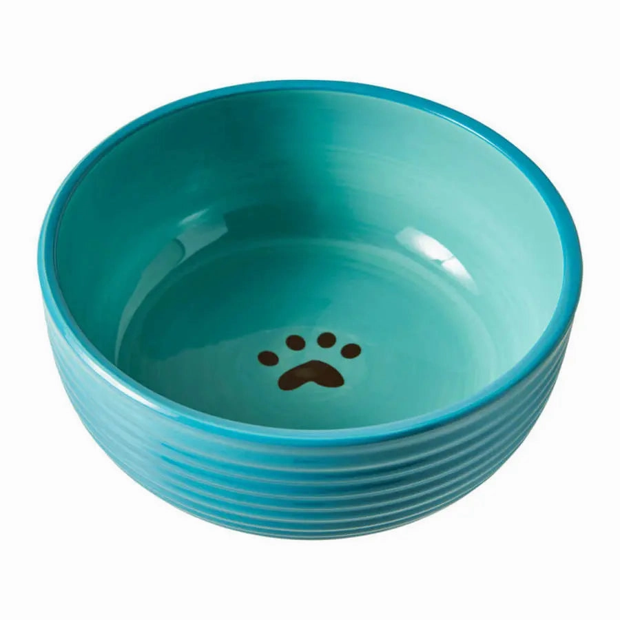 Spot Elegance Ribbed Stoneware Dog Bowl