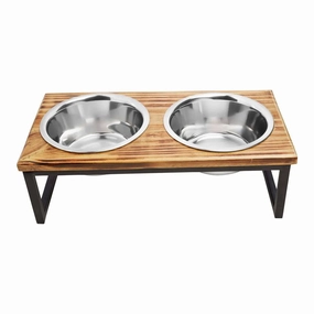 ThoozyPet Contempory Wooden Double Diner Dog Bowl